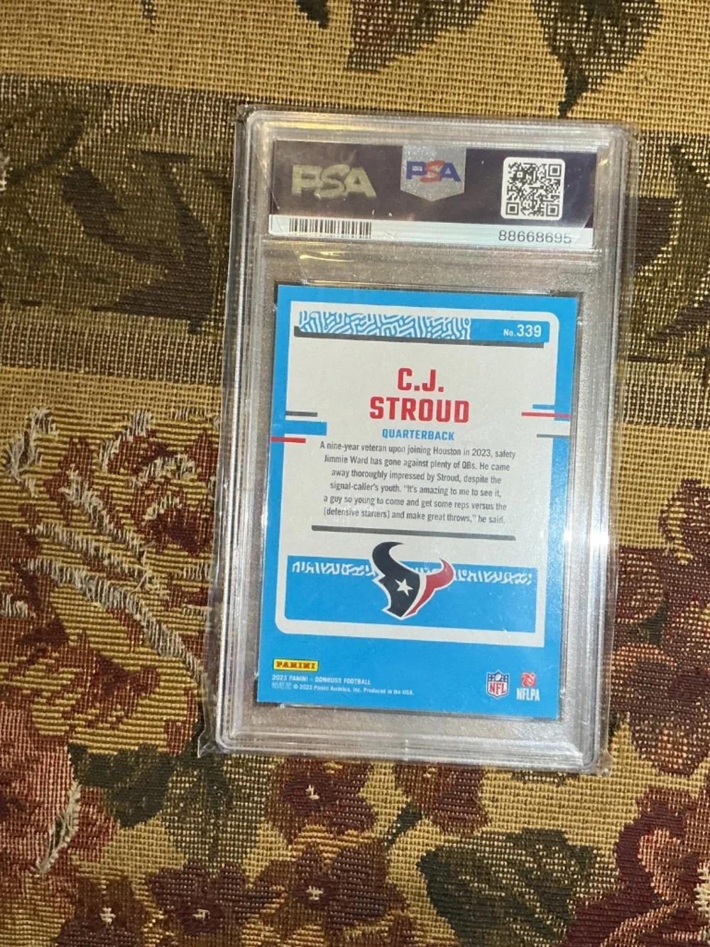 2023 Donruss Rated Rookie #339 CJ Stroud Graded NFL Card PSA MINT 9